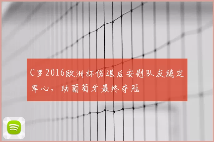 C罗2016欧洲杯伤退后安慰队友稳定军心，助葡萄牙最终夺冠